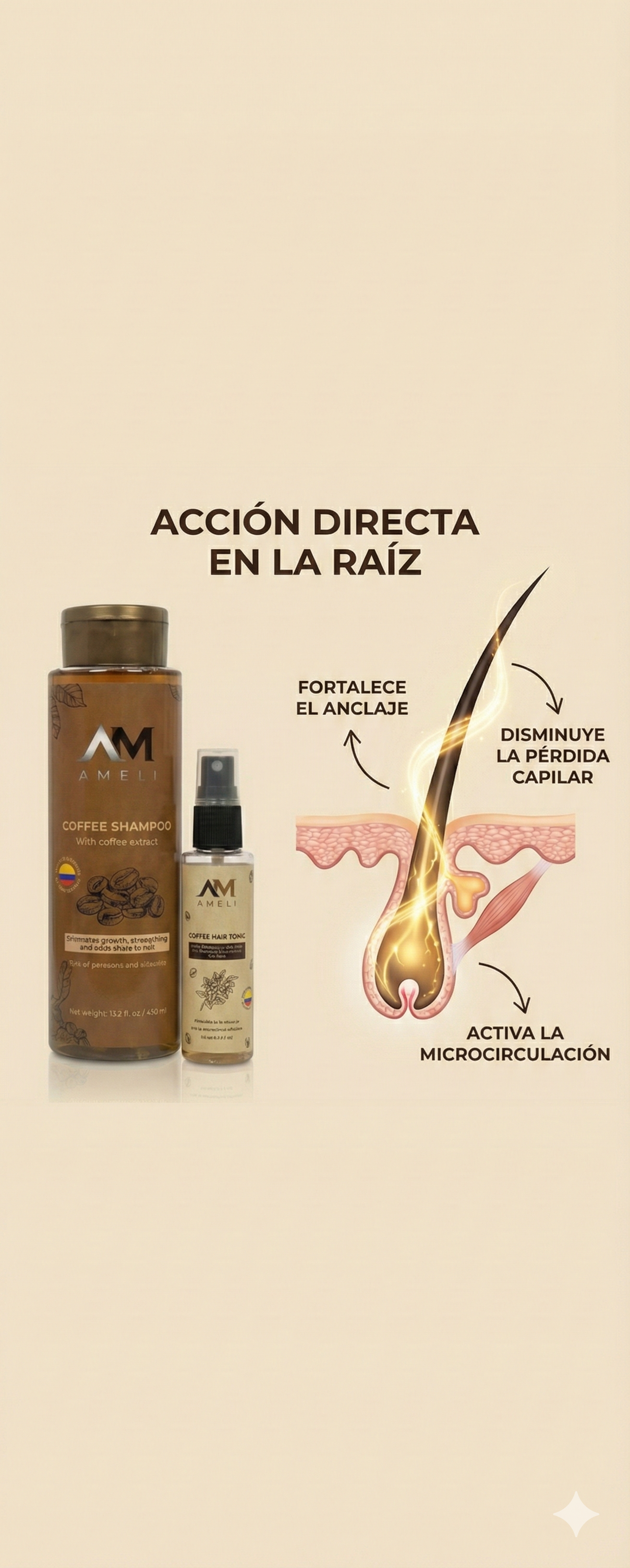 KIT SHAMPOO y TONICO CON EXTRACTO DE CAFÉ