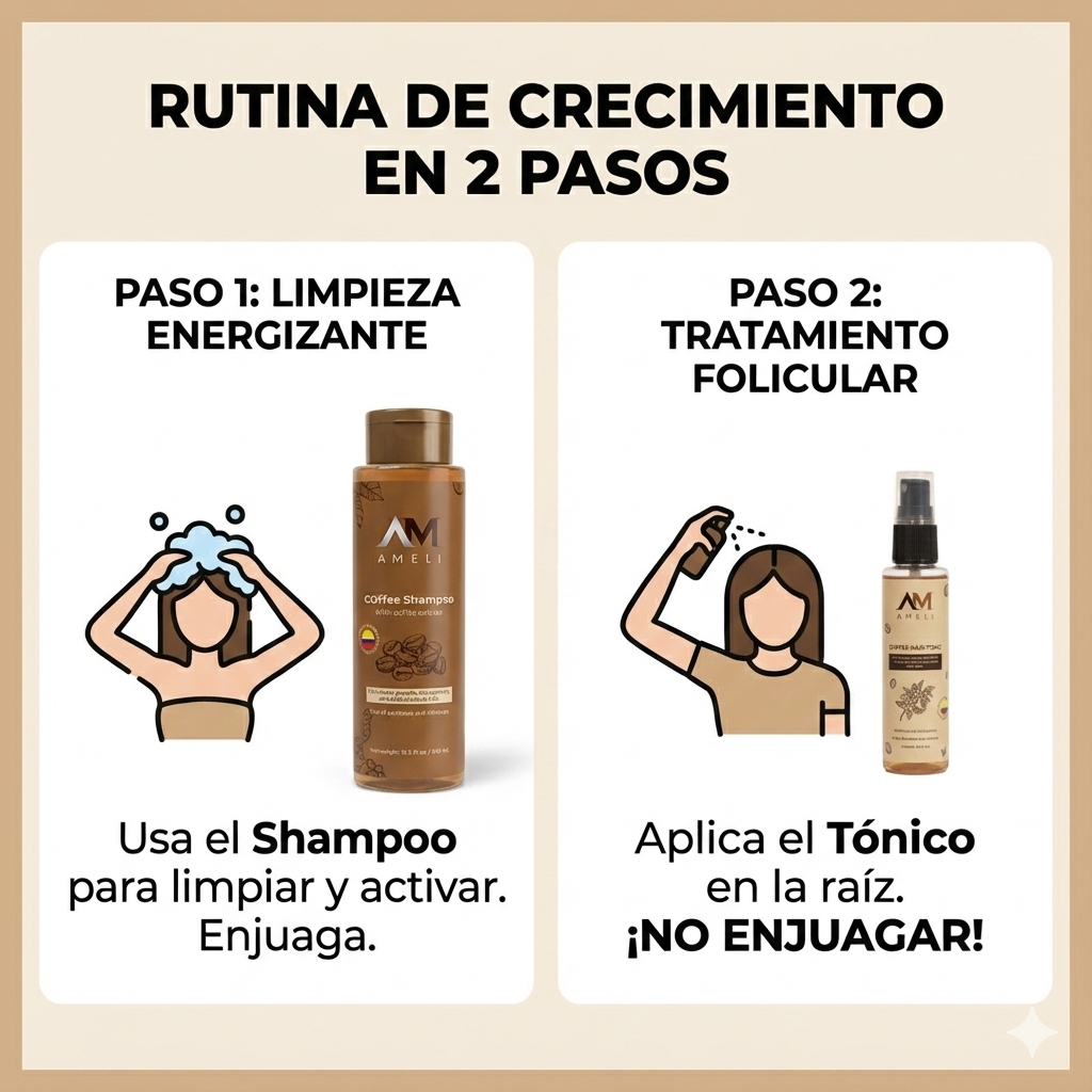 KIT SHAMPOO y TONICO CON EXTRACTO DE CAFÉ