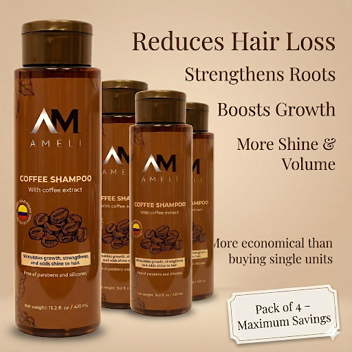 KIT DE 4 SHAMPOO DE CAFE COLOMBIANO | AMELI HAIR CARE