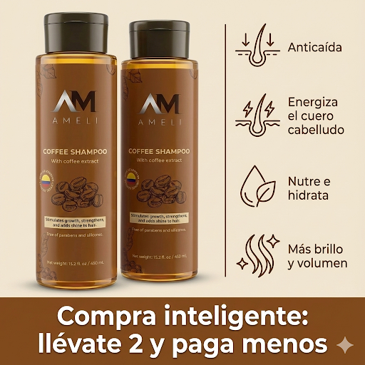 KIT DE 2 SHAMPOO DE CAFE COLOMBIANO | AMELI HAIR CARE