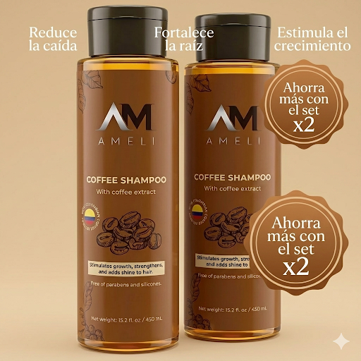 KIT DE 2 SHAMPOO DE CAFE COLOMBIANO | AMELI HAIR CARE