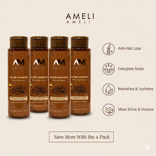 KIT DE 4 SHAMPOO DE CAFE COLOMBIANO | AMELI HAIR CARE