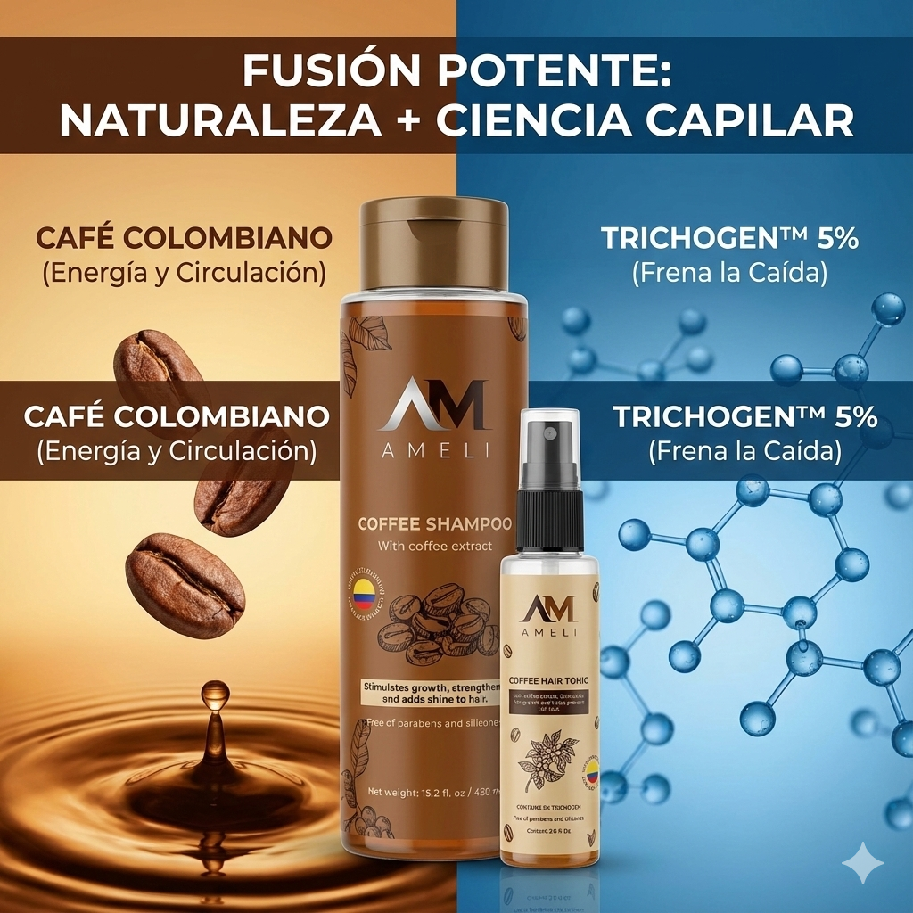 KIT SHAMPOO y TONICO CON EXTRACTO DE CAFÉ