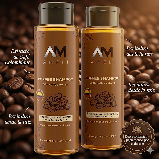 KIT DE 2 SHAMPOO DE CAFE COLOMBIANO | AMELI HAIR CARE